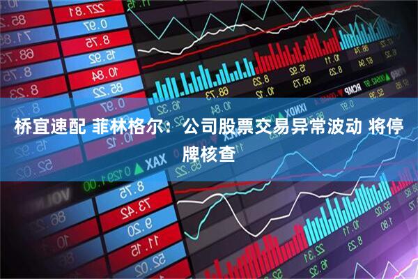 桥宜速配 菲林格尔：公司股票交易异常波动 将停牌核查