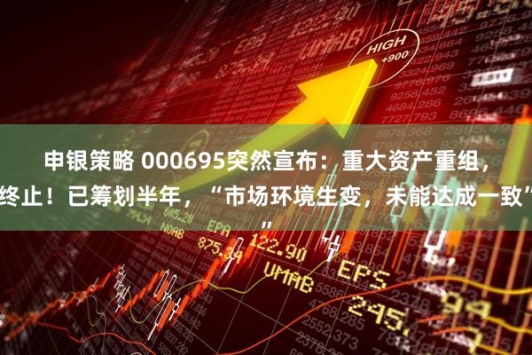 申银策略 000695突然宣布：重大资产重组，终止！已筹划半年，“市场环境生变，未能达成一致”